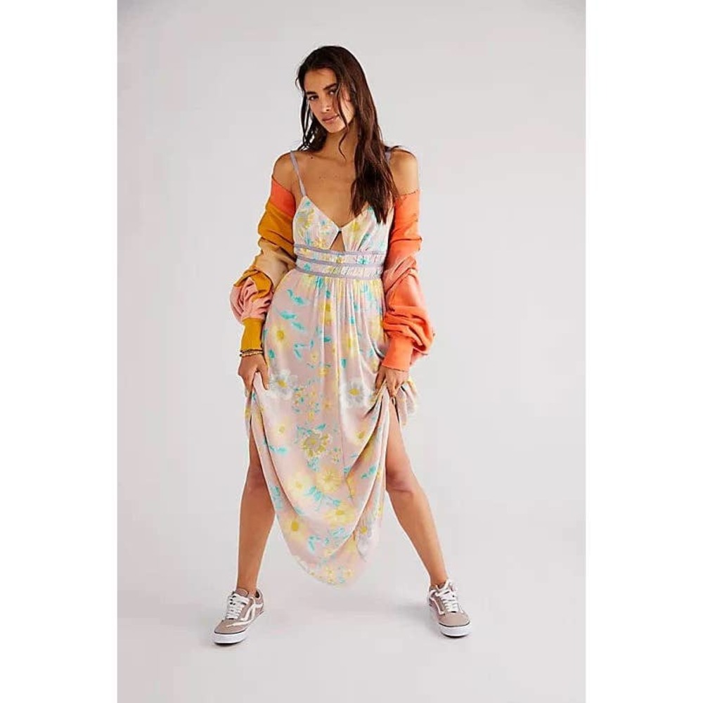 nwt FREE PEOPLE sz XL Wisteria Maxi Dress in Light Combo